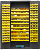 2603-156B-95 - 36 in. x 18 in. x 84 in. Gray 16 Gauge Cabinet with 156 Yellow Bins