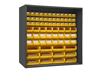 5023-72-95 - 72 in. x 24 in. x 60 in. Gray Enclosed Shelving Cabinet with 72 Yellow Hook-On Bins