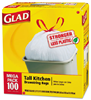 47-10-21W - 24 in. x 27-3/8 in. 13 Gallon White Drawstring Glad Tall Kitchen Liners
