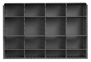 124-95-EXL-IND - Gray Polypropylene Variable Compartment Insert with 3 Horizontal And 3 Vertical Dividers