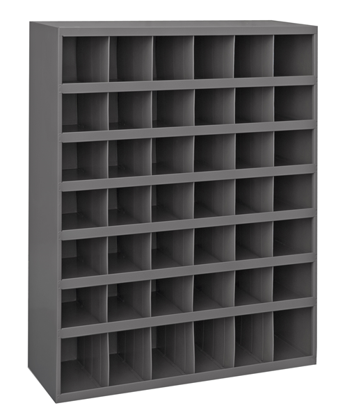 360-95 - 33-7/8 in. x 12 in. x 42 in. Gray Bins Cabinet with 42 Openings