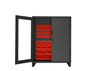 3704CXC-54B-1795 - 60 in. x 24 in. x 78 in. Gray Access Control Cabinet with 54 Red Hook-On Bins