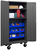 3501M-BLP-12-2S-5295 - 38-9/16 in. x 24 in. x 80 in. Gray Adjustable 2-Shelves Mobile Cabinet with 12 Blue Hook-On Bins 