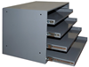 310B-95 - 20 in. x 12-1/2 in. x 15 in. Gray Large 4-Compartment Tripple Track Bearing Rack 