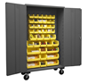 2502M-BLP-42-95 - 50-9/16 in. x 24 in. x 81 in. Gray  2-Shelves Mobile Cabinet with 42 Yellow Bins 