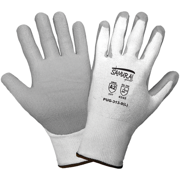 PUG313-L - Large (9) White Poly Coated Cut Resistant Gloves