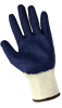 S966-8 - Medium (8) Natural and Blue String Knit Rubber Dipped Gloves