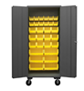 2501M-BLP-30-95 - 38-9/16 in. x 24 in. x 81 in. Gray Mobile Cabinet with 30 Yellow Bins