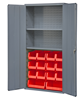 3602-BLP-14-2S-1795 - 36 in. x 18 in. x 72 in. Gray Adjustable 2-Shelf Lockable Cabinet with 14 Red Hook-On Bins