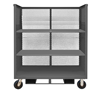 3STFP-EX2448-3-6PU-95 - 24-3/8 in. x 48-1/2 in. x 69 in. Gray 3-Shelf 3-Sided Mesh Mobile Truck with Forklift Pockets