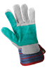 2300DP-10(XL) - X-Large (10) Blue/Red/Black Stripes with Gray/Teal Cowhide Double Palm Gloves