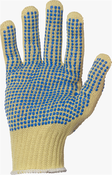 215352PD-LG - Large Yellow/Blue Dotted Kevlar ShurRite Knit Glove