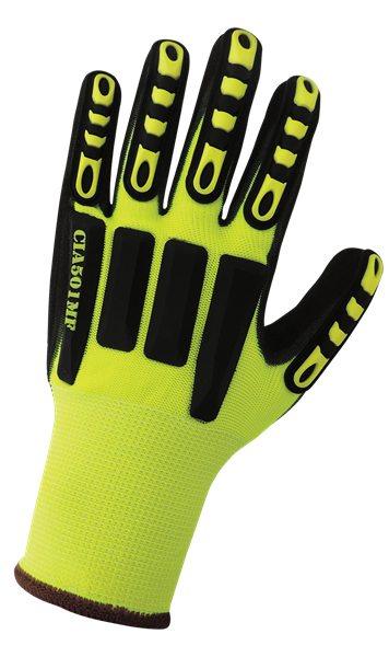 CIA501MF-11(2XL) - 2X-Large (11) Hi-Vis Yellow/Green Mach Finish Nitrile Impact Protective Gloves