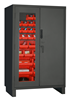 3703CXC-42B-1795 - 48 in. x 24 in. x 78 in. Gray Access Control Cabinet with 42 Red Hook-On Bins
