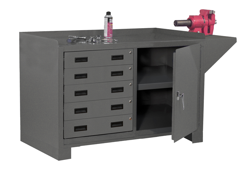 3405-95 - 60-1/8 in. x 24-1/4 in. x 36-3/16 in. Gray 1-Shelf 5-Drawers Stationary Workstation