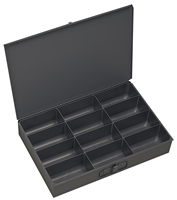 115-95 - 18 in. x 3 in. x 12 in. Gray Large Steel Compartment Box with 12 Openings