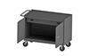 3413-RM-95 - 24-1/4 in. x 54-1/8 in. x 37-3/4 in. Gray 2-Door Black Rubber Mat Mobile Bench Cabinet