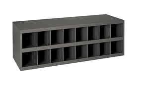 353-95 - 33-7/8 in. x 12 in. x 11-2/3 in. Gray Bins Cabinet with 16 Openings