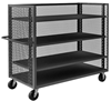 3ST-EX2436-3AS-95 - 24-3/8 in. x 42-1/2 in. x 56-7/16 in. Gray Adjustable 4-Shelf 3-Sided Mesh Mobile Truck