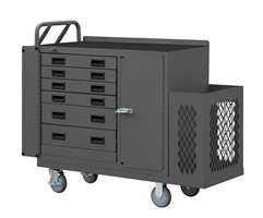 2211-DLP-6DR-RM-9B-95 - 22-3/16 in. x 54-1/16 in. x 41-1/8 in. Gray 6-Drawer Storage Space Maintenance Cart with Locking Bar and 9 Yellow Bins