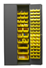 2500-138B-95 - 36 in. x 24 in. x 84 in. Louvered Panel Gray Lockable Cabinet with 138 Various Size Yellow Bins