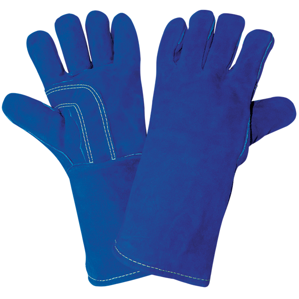 1200KB-9(L) - Large (9) Blue Premium Split Leather Welders Gloves