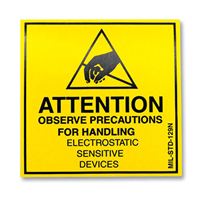 170-9-04 - 2 in. x 2 in. Yellow ESD Message Anti-Static Warning Label