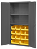 3602-BLP-14-2S-95 - 36 in. x 18 in. x 72 in. Gray Adjustable 2-Shelf Lockable Cabinet with 14 Yellow Hook-On Bins
