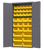 3602-BLP-36-95 - 36 in. x 18 in. x 72 in. Gray Lockable Cabinet with 36 Yellow Hook-On Bins
