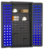 3501-DLP-60DR11-96-2S5295 - 36 in. x 24 in. x 72 in. Gray 2-Shelves 60-Drawer Storage Cabinet With 96 Blue Hook-On Bins