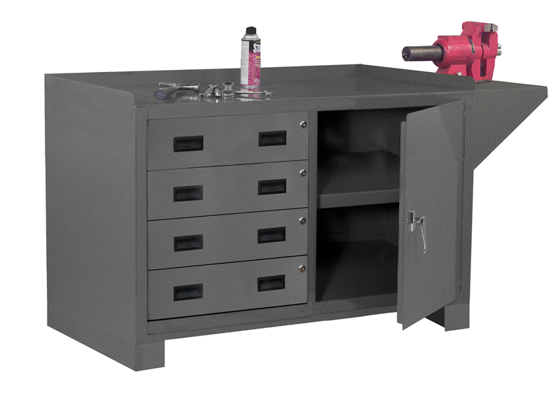 3404-95 -  60-1/8 in. x 24-1/4 in. x 36-3/16 in. Gray 1-Shelf 4-Drawers Stationary Workstation