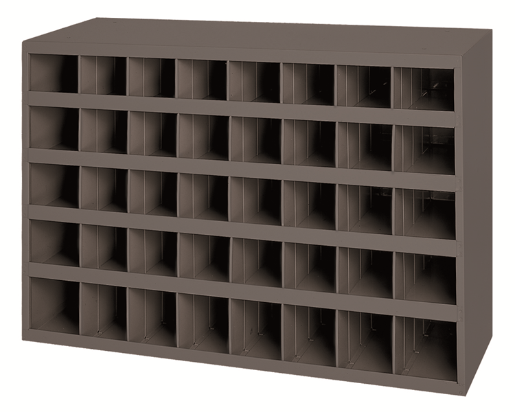 349-95 - 33-7/8 in. x 8-1/2 in. x 22-2/7 in. Deep Gray Bins Cabinet with 40 Openings