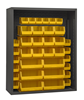 5007-42-95 - 48 in. x 18 in. x 72 in. Gray Enclosed Shelving Cabinet with 42 Yellow Hook-On Bins