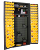 3501-DLP-60DR11-96-2S-95 - 36 in. x 24 in. x 72 in. Gray 2-Shelves 60-Drawer Storage Cabinet With 96 Yellow Hook-On Bins