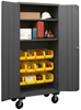 3501M-BLP-12-2S-95 - 38-9/16 in. x 24 in. x 80 in. Gray Adjustable 2-Shelves Mobile Cabinet with 12 Yellow Hook-On Bins 
