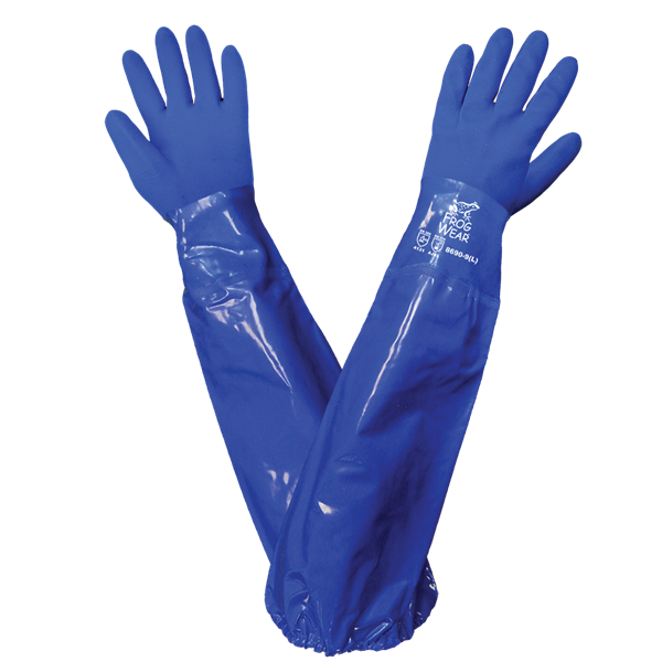 8690-10(XL) - X-Large (10) Blue Shoulder Length Triple Dipped PVC Gloves