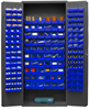 2603-156B-5295 - 36 in. x 18 in. x 84 in. Gray Lockable 16 Gauge Cabinet with 156 Blue Bins