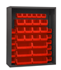 5007-42-1795 - 48 in. x 18 in. x 72 in. Gray Enclosed Shelving Cabinet with 42 Red Hook-On Bins