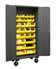 3501M-BLP-30-95 - 38-9/16 in. x 24 in. x 80 in. Gray Mobile Cabinet with 30 Yellow Hook-On Bins 