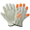 3200WH-11(2XL) - 2X-Large (11) Gray "WATCH YOUR HANDS" Leather Driver Style Gloves