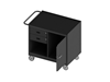 3118-RM-95 - 24-1/4 in. x 42-1/8 in. x 36-3/8 in.Gray 1-Door 2-Drawers Black Rubber Mat Mobile Bench Cabinet