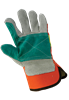 2300HVDP-9(L) - Large (9) Hi-Vis Orange/Yellow with Green Split Cowhide Palm Gloves