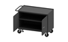 3412-RM-FL-95 - 24-1/4 in. x 54-1/8 in. x 37-3/4 in. Gray 2-Door 1-Shelf Black Rubber Mat Mobile Bench Cabinet