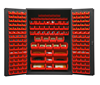 2502-186-1795 - 48 in. x 24 in. x 72 in. Gray Lockable Adjustable 3-Shelves Cabinet with 186 Various Size Red Bins 