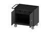 3116-RM-95 -  24-1/4 in. x 42-1/8 in. x 36-3/8 in. Gray 2-Door 2-Drawers Black Rubber Mat Mobile Bench Cabinet