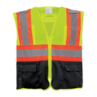 GLO-0036-L - Large Hi-Vis Yellow Green w/ Black Bottom Mesh Surveyors Safety Vest