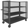 3ST-EX3048-2AS-95 - 30-3/8 in. x 54-1/2 in. x 56-7/16 in. Gray Adjustable 3-Shelf 3-Sided Mesh Mobile Truck