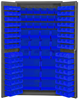 3501-BDLP-132-5295 - 36 in. x 24 in. x 72 in. Gray 14 Gauge Storage Cabinet with 132 Blue Hook-On Bins 