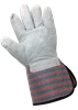 2300GC-9(L) - Large (9) Blue/Red/Black Stripes with Gray Split Cowhide Leather Palm Gloves