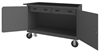 3414-RM-FL-95 - 24-1/4 in. x 54-1/8 in. x 37-3/4 in. Gray 2-Door 2-Drawer Black Rubber Mat Mobile Bench Cabinet